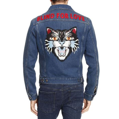 blind for love gucci jacket men|Men's Gucci “Blind for Love” Angry Cat Blue Denim Jacket  .